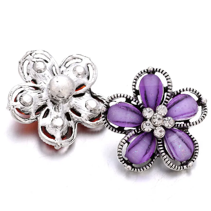 6 шт./лот сделай сам Кристальные цветы кнопки ювелирные изделия подходят для 18 мм