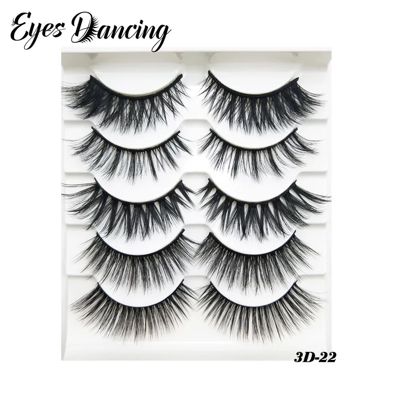 Глаза Танцы партия из 5 пар 3D искусственная норковые ресницы натуральные длинные