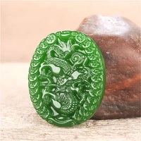 natural green money dragon jade pendant necklace chinese hand carved charm jewelry amulet fashion accessories for men women gift