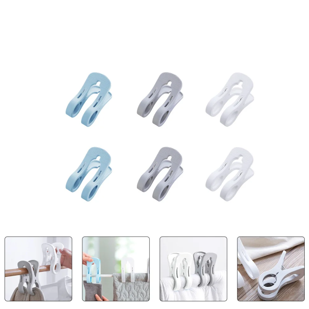 

6pcs Windproof Clothes Clips Non-slip Clothespins Quilt Clips Large Clothespins