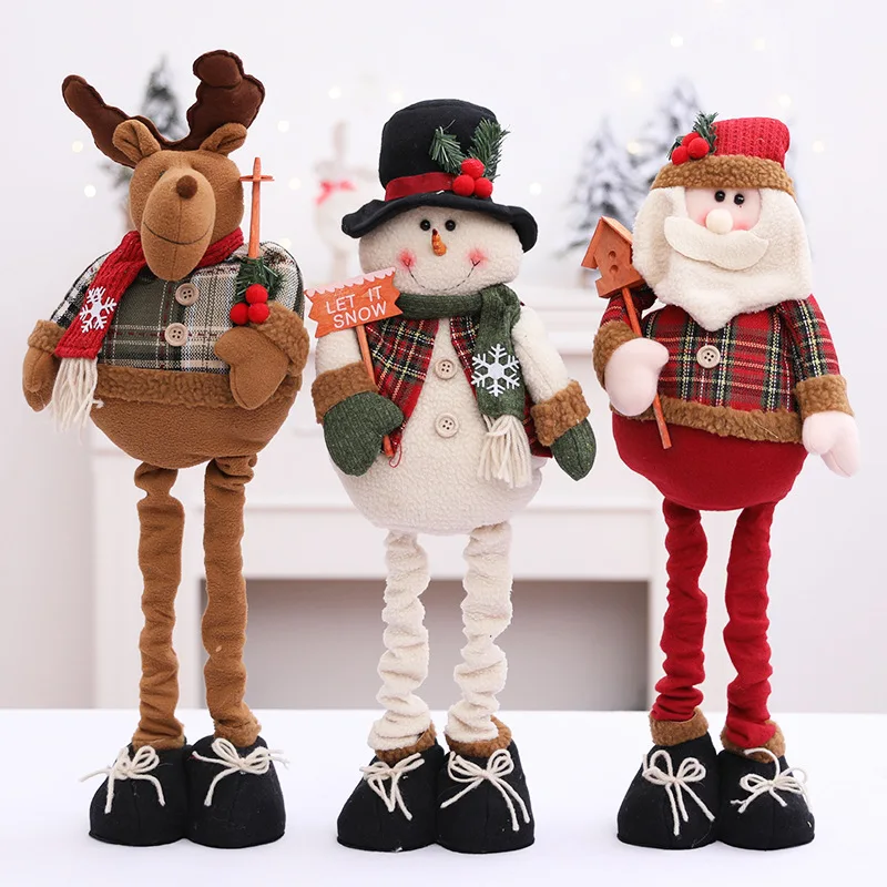 

Christmas stand Elk Elder Snowman retractable doll Christmas deer counter window hotel plush decoration decoration holiday gift