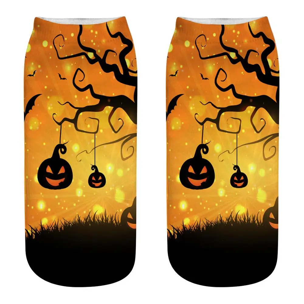 2019 Новый Для женщин 3D печатных носки для девочек Забавный тыквы Фонари Bone