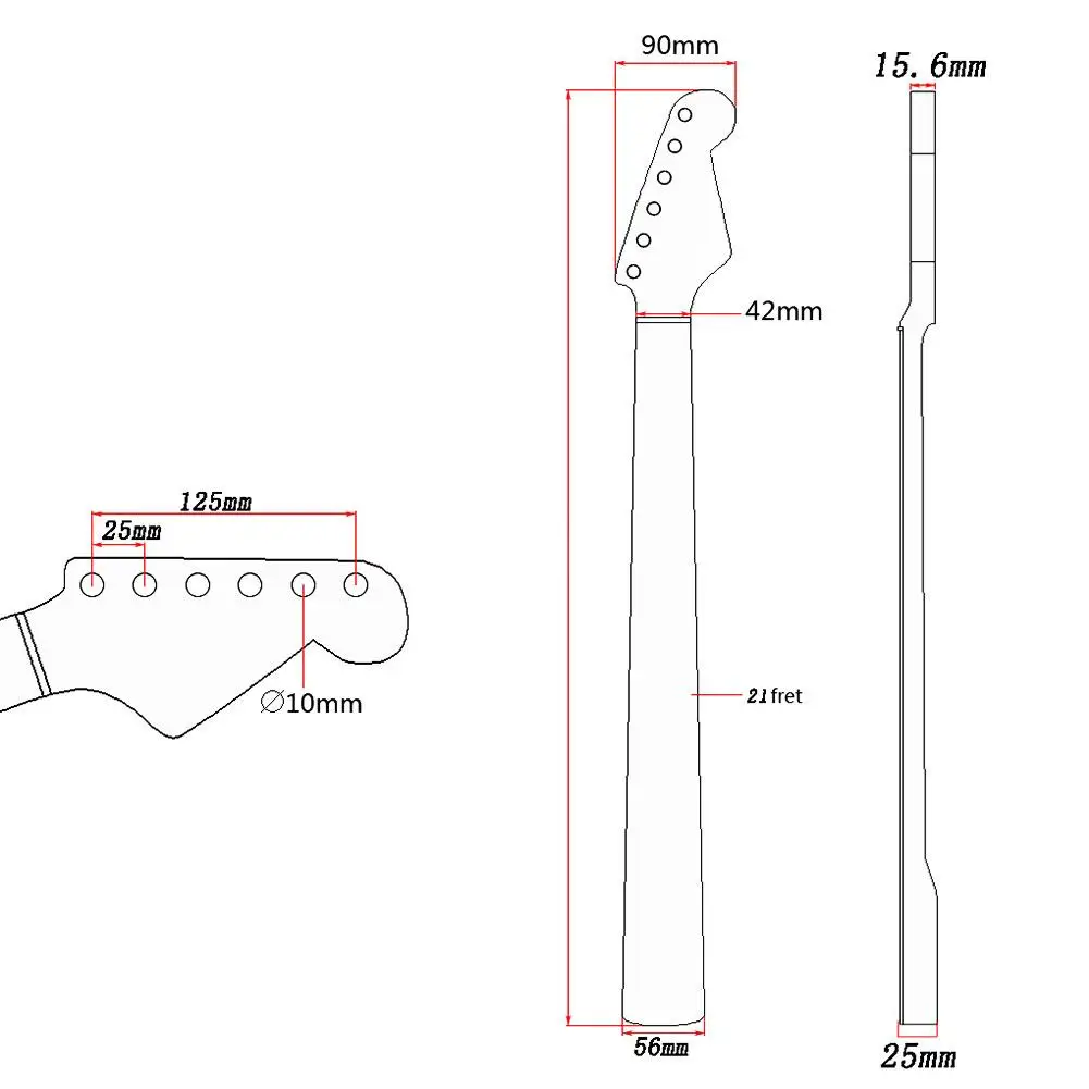 21 ahorn holz fret ahorn glänzend natürliche st e gitarre hals griffbrett ersatz mit notwendigen gitarre teile zubehör free global ship