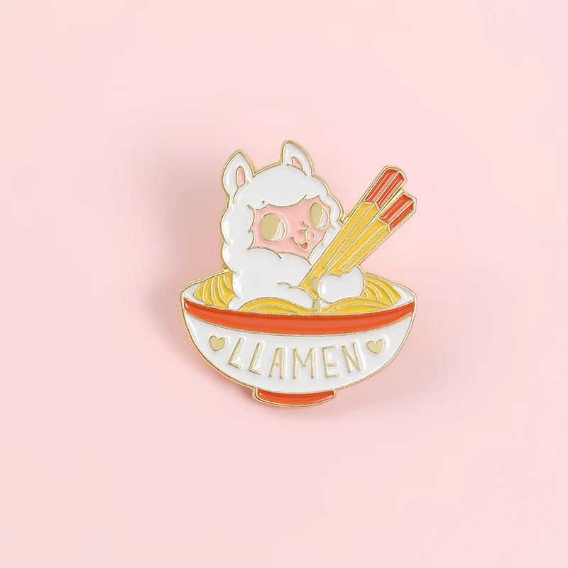 Lapel Pin Cartoon Bowl Little Sheep Noodles Enamel Brooch Clothes Badge Jewelry Gift For Friends Kids | Украшения и аксессуары