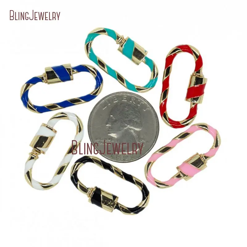 Застежка с овальным винтом и эмалью серебро 14 к|Ювелирная фурнитура компоненты| |