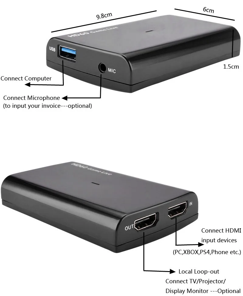 HDMI Карта видеозахвата ПК игра Запись коробка для PS3 PS4 видеокамера HD камера VLC Vmix проволокаст OBS Skype Facebook прямая потоковая передача