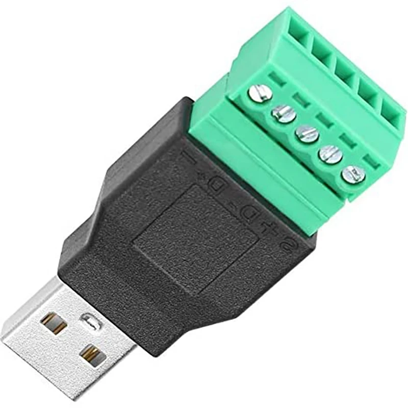 

2 USB Male to 5Pin Adapter Connector Signal Plug Power Supply Module Terminal Connector Free Welding