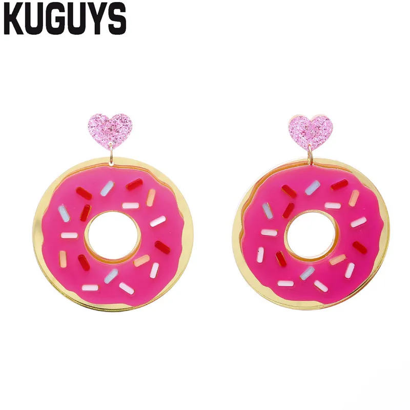 EARRING KUGUYS милые летние сережки-палочки для мороженого для женщин, блестящие акриловые длинные серьги-капли, модные ювелирные изделия, трендовые аксессуары - Окраска металла: EARRING