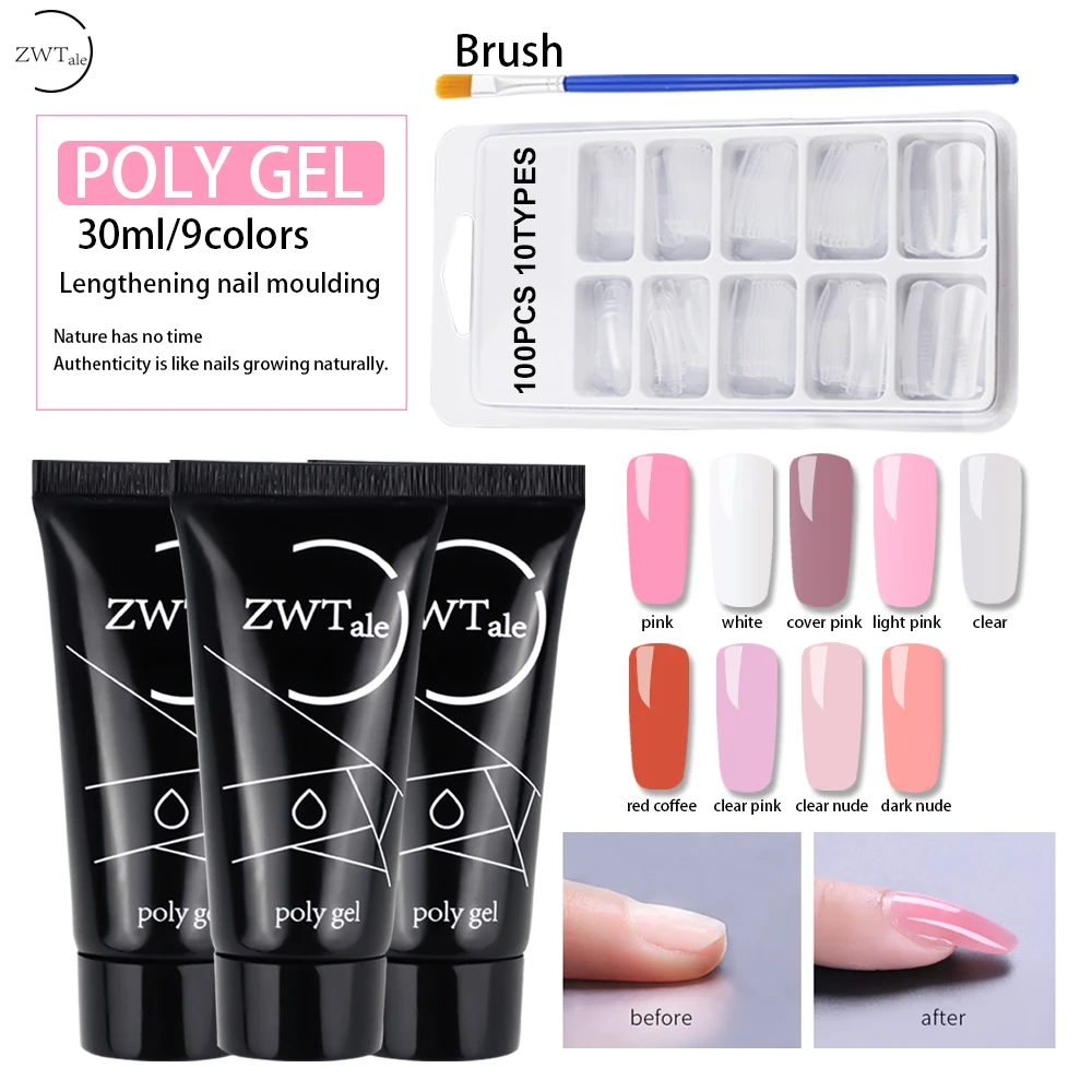 

Poly Nail Gel Nail Acrylic Poly Nail Gel Set Pink White Clear Crystal UV LED Builder Gel Tips Quick Extension Gel for Manicure