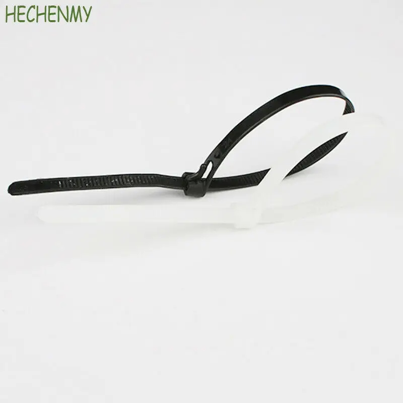 Белый/черный сильный нейлона Пластик кабельные стяжки провода кабеля