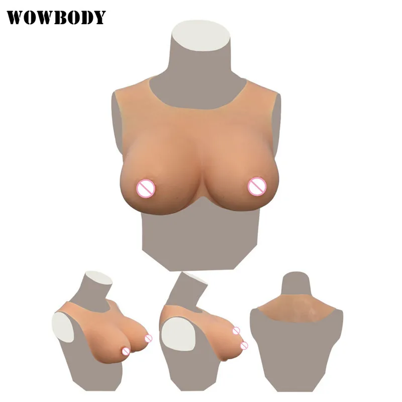 

Realistic Fake Boobs Bodysuit Artificial Silicone Breast Forms Plate Tetas For Crossdresser Cosplay Shemale Ladyboy Drag-Queen