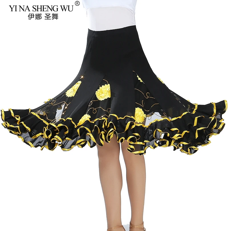 

Ballroom Dance Costume Skirt Modern Standard Waltz Dancer Half Dress Belly Dance Latin Salsa Cha Cha Big Swing Elastic Waistband