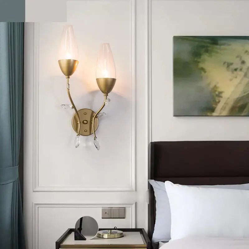 Современные настенные светильники прикроватная лампа для спальни золотой