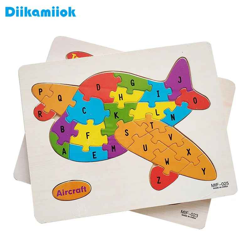 

New Baby Early Learning Educational Toys for Children Wooden Jigsaw Puzzle 26 English Alphabet Animal Vehicle Puzzles Wood Toy