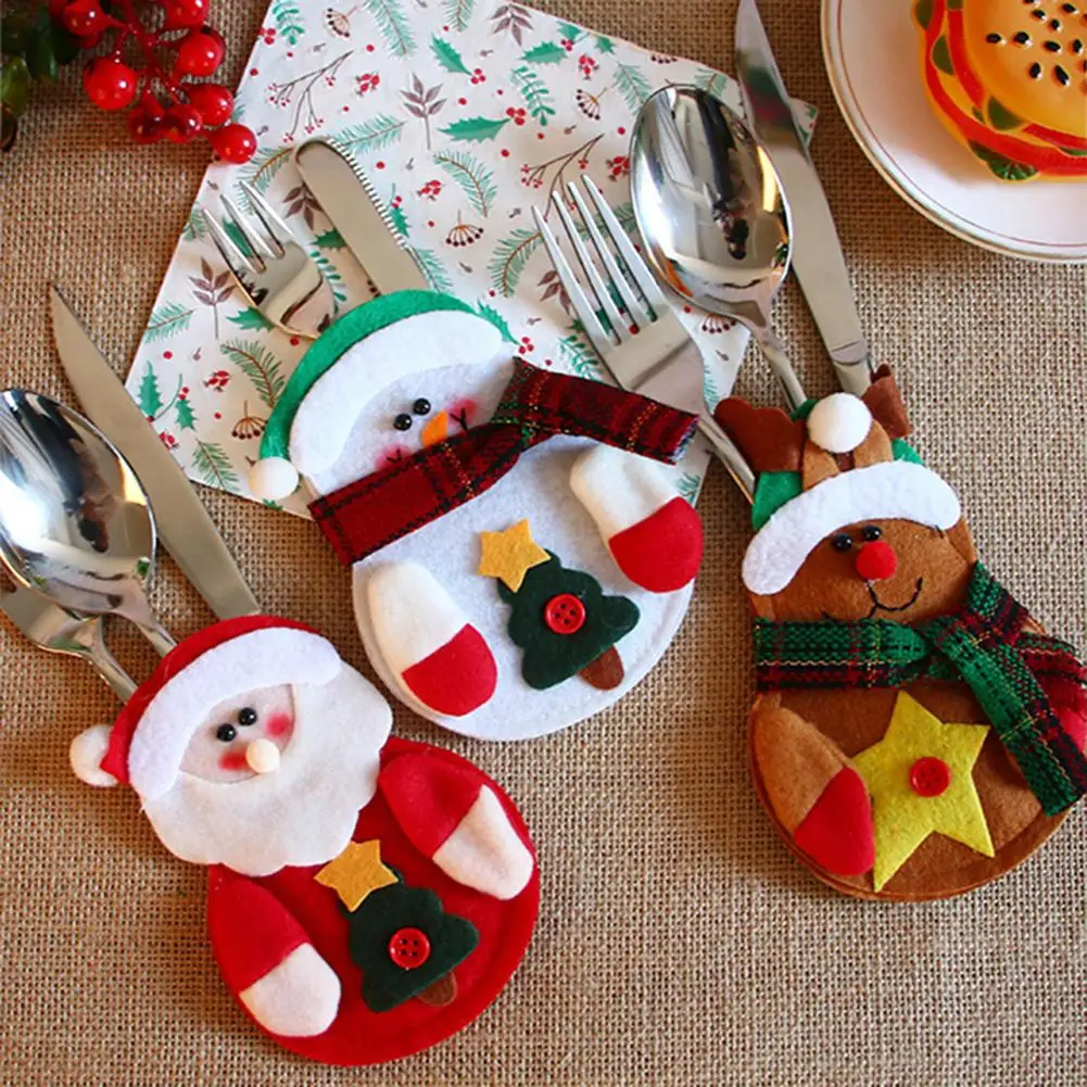 

Christmas Cutlery Bag Cutter Set Christmas Ornaments Christmas Supplies Santa Claus Table Cutlery Set Christmas Cutter Bag