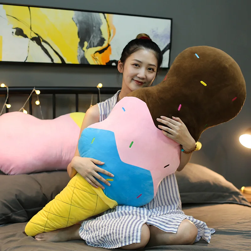 

50/70/90CM Cute Giant Plush Ice Cream Plushie Pillow Soft Stuffed House Decor Props Sofa Chair Cushion For Children Gifts