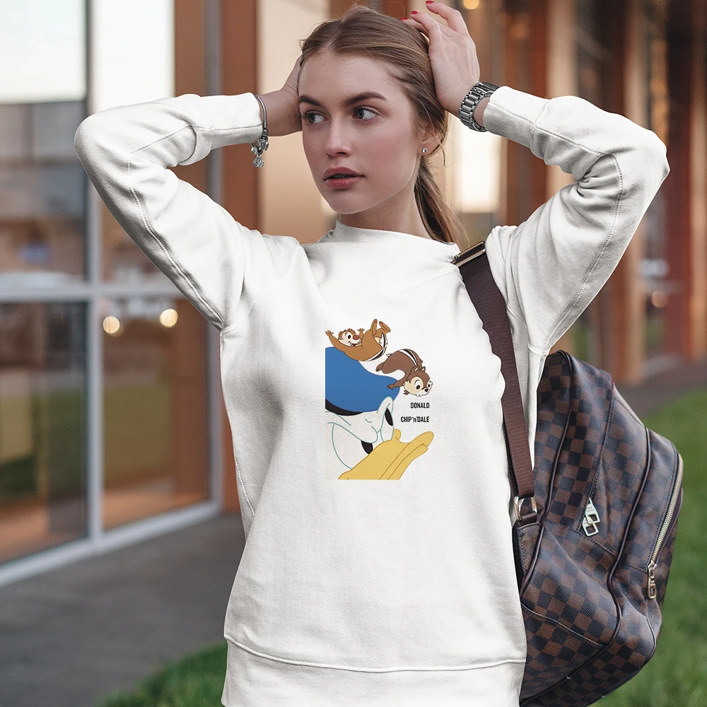 

Disney Chip Dale and Donald Duck Funny White Sweatshirts Ladies Trendy Pullover Sweatshirt Sudadera Oversize Mujer Comfy Edgy