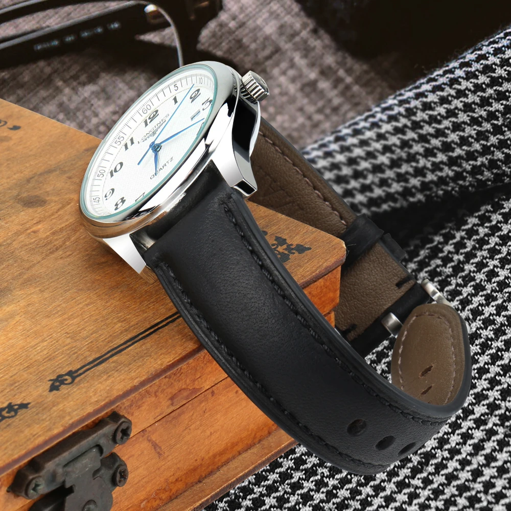 DEETLE Genuine Leather Watch Strap 20mm 22mm 24mm Men Watchband Cow Leather Watch band For MIDO Casio SEIKO TISSOT