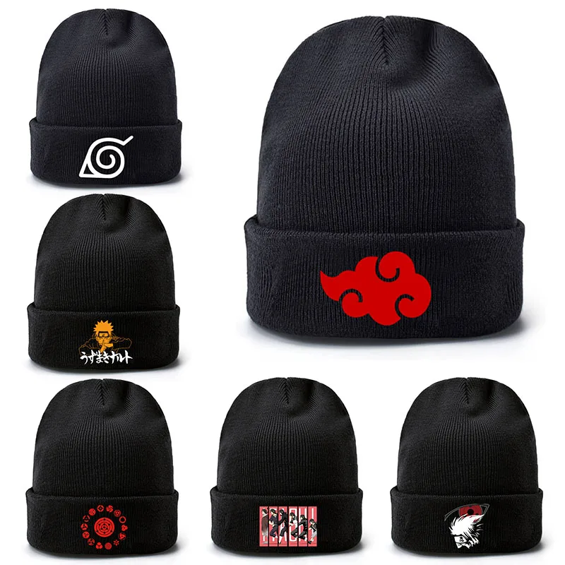 

Naruto Anime Knitted Hat Cartoon Red cloud Kakashi Sharingan Sasuke logo Cotton winter knit hat Cosplay Costumes Accessories