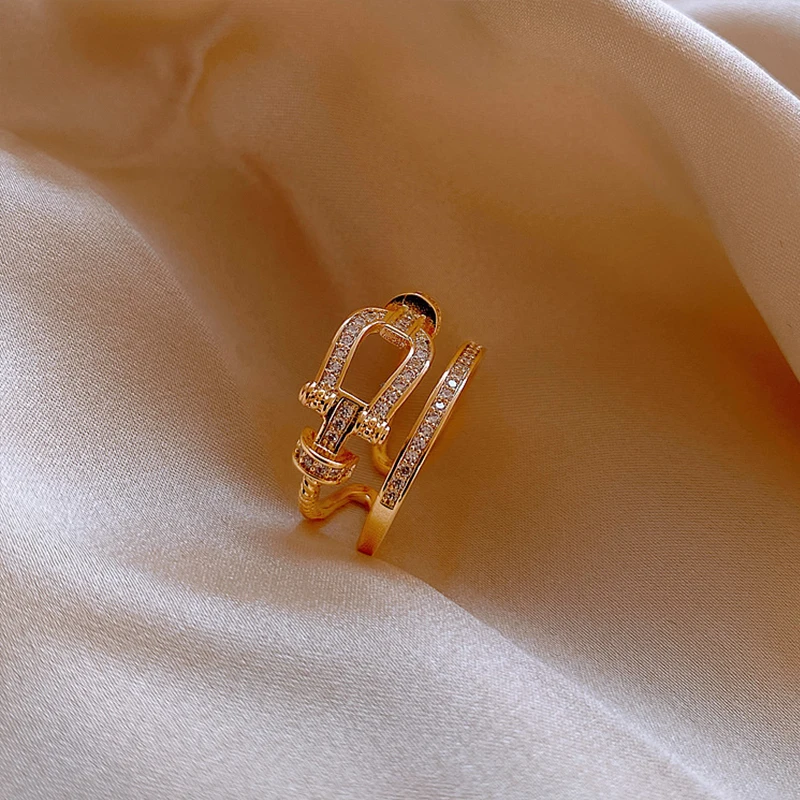 2020 в Корейском стиле новая мода Темперамент двойное кольцо для женщин Элегантные