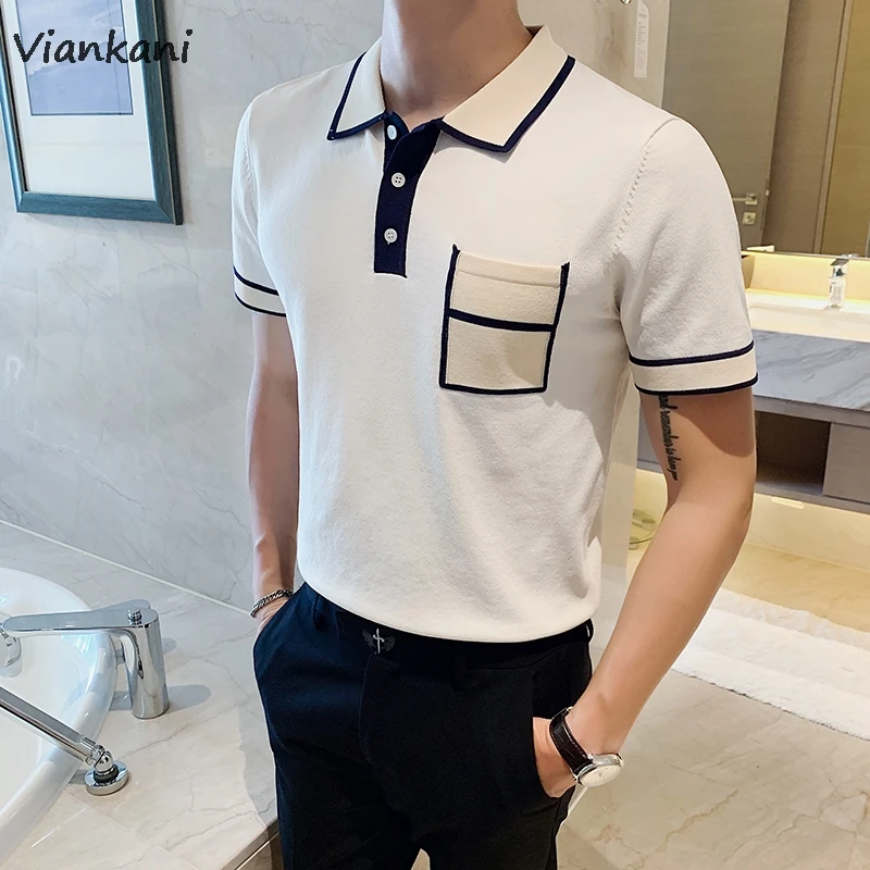 

Men Polo Shirt Summer 2022 Short Sleeve Casual Slim Business Polo Shirts High Quality Knitting Polo Shirt Homme Men Clothes
