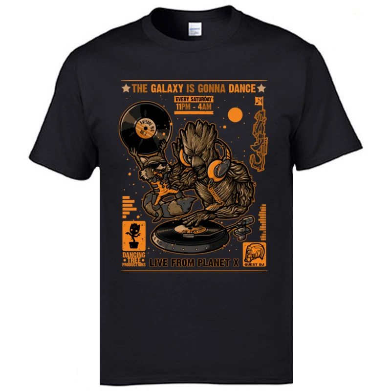 Мужские футболки с рисунком Галактики изображением енота летние круглым вырезом