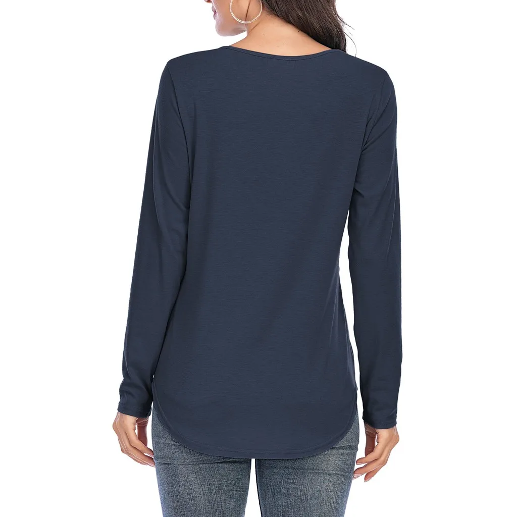 

Women Blouses Fashion Long Sleeve Pure-color V Neck Shirts Casual Elegant Pullover Tops Blusas Mujer De Moda 2021