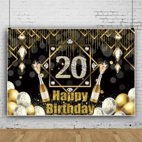 laeacco glitter champagne balloon diamond 20th birthday party backdrop for background gold tassel banner customize pohto studio