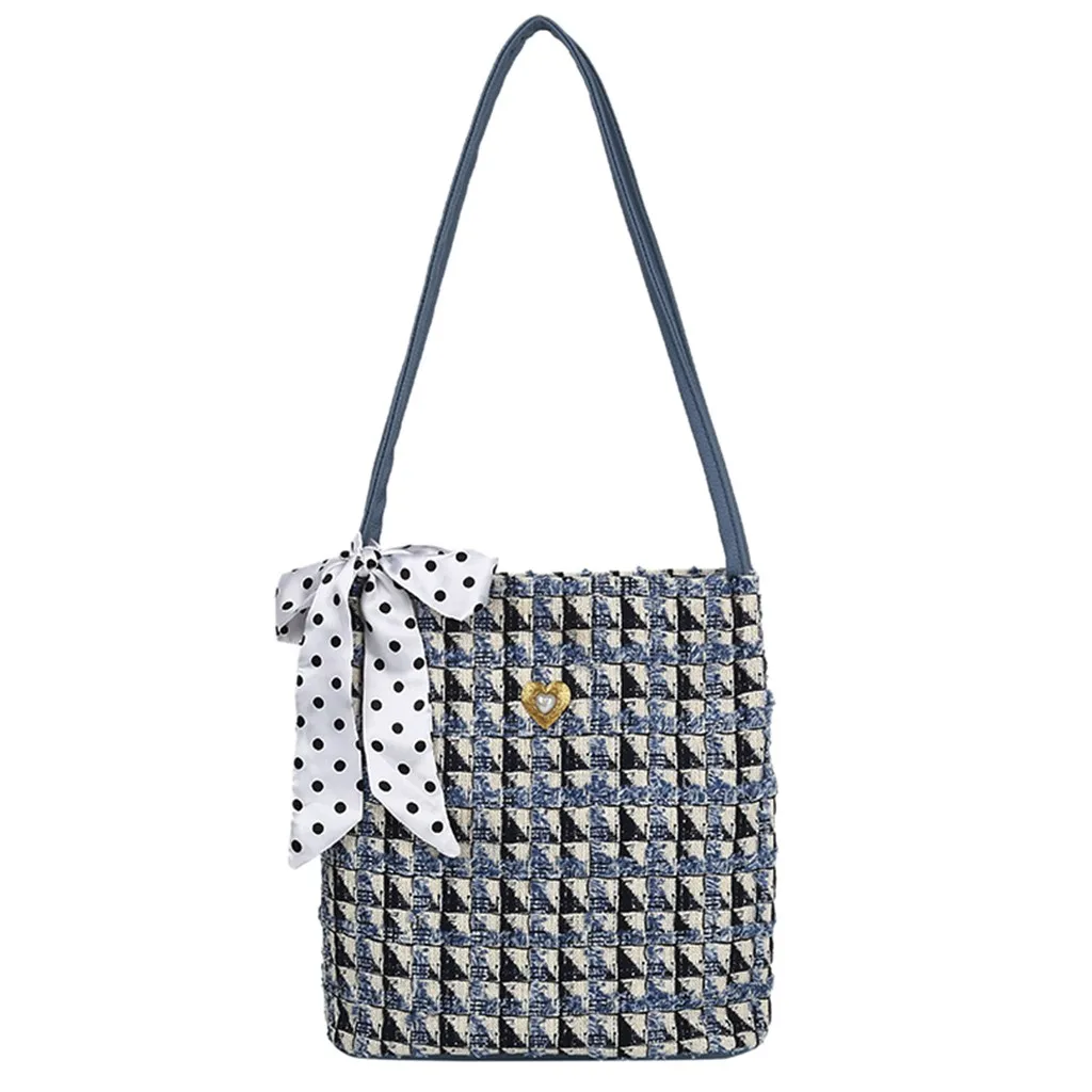 Модная женская льняная сумка на плечо стразы молнии сумки с бантом для покупок