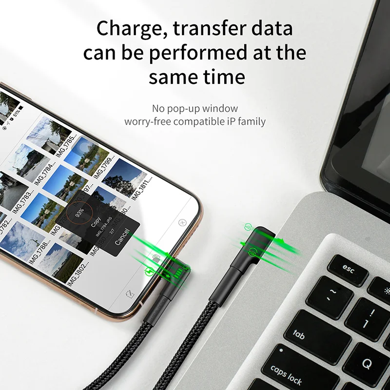 Baseus USB кабель для iPhone XR Xs Max 8 7 Plus 2.4A Быстрая зарядка светодиодный светильник локоть Зарядное устройство USB кабель для передачи данных для мобильного телефона