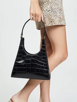 womens retro crocodile geometric shoulder bag soft surface preferred pu leather high texture personalized fashion armpit bag