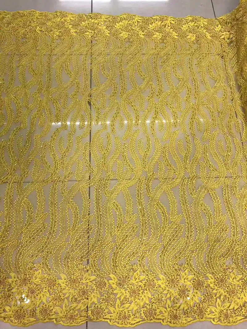Африканская кружевная ткань 2019 высокое качество кружева великолепное желтое