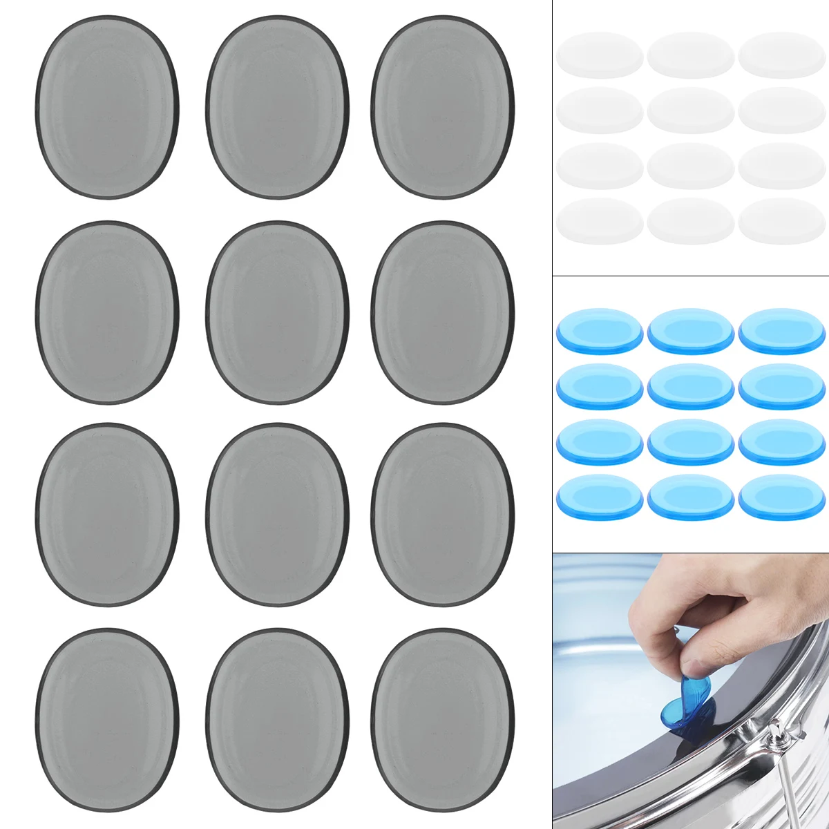 12 шт./компл. бесшумные подушечки для барабана прозрачный силиконовый глушитель