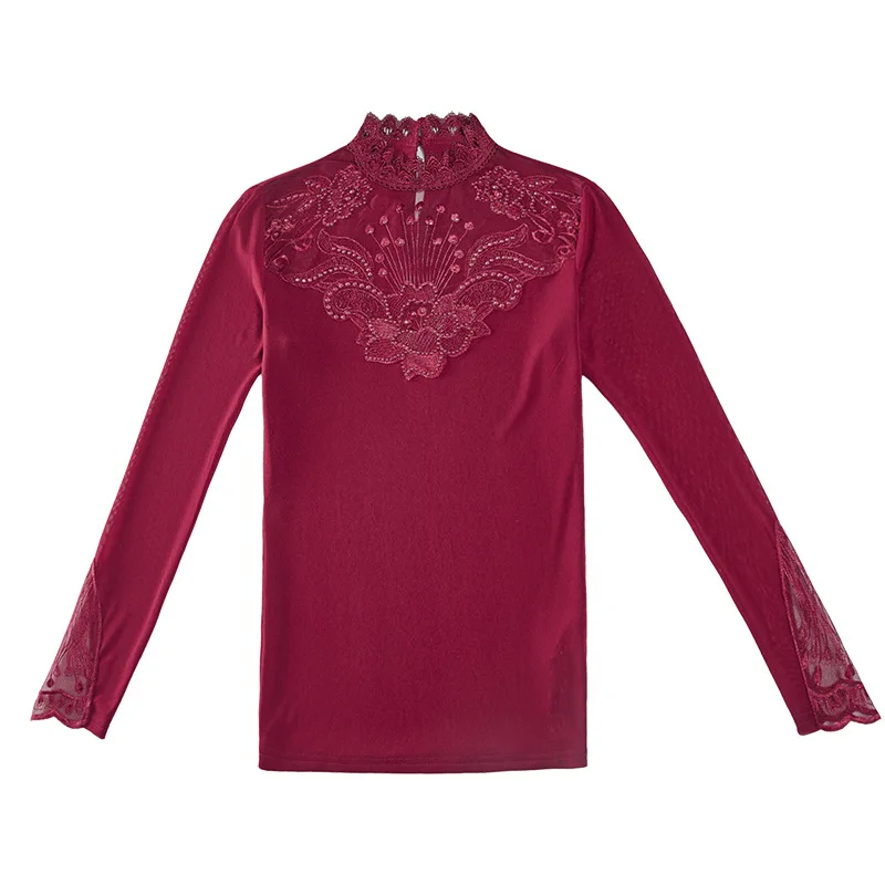 Женская блузка рубашка новинка 2019 Осенние сетчатые Топы с длинным рукавом