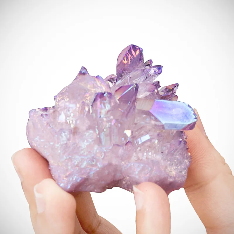 Light Amethyst Без отверстия сырой Рок Кварц кластера Кристалл минеральной энергии камень природные аметисты Рейки Исцеление образец декора ремесла кварцевые бусины - Color: Light Amethyst