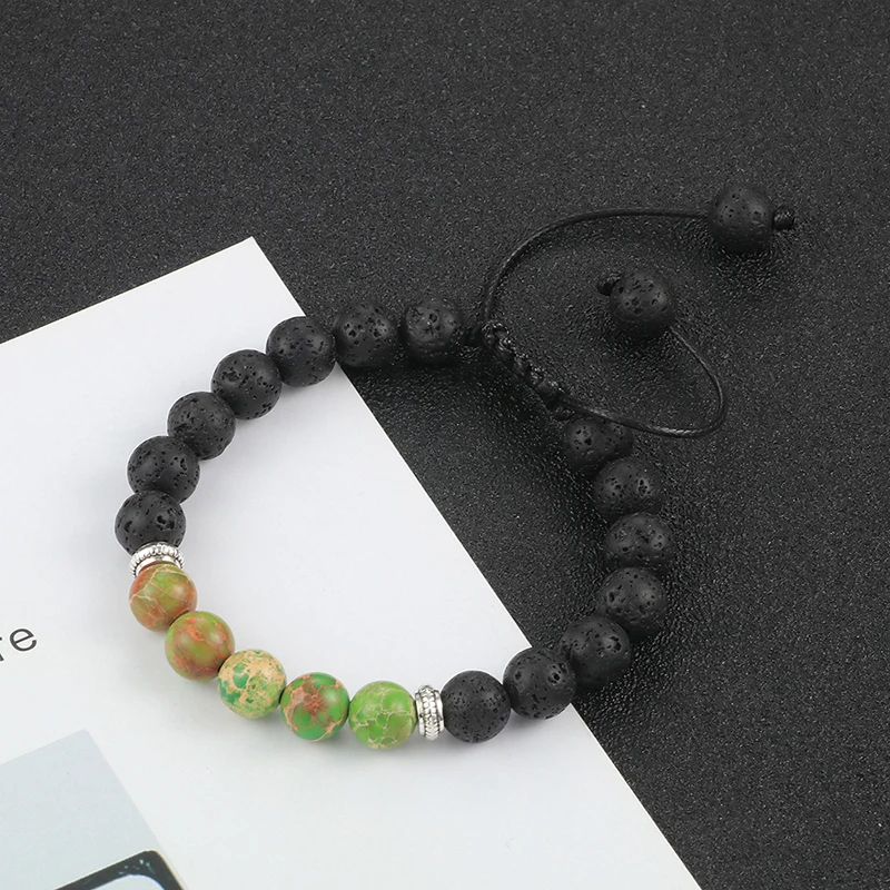 Браслет из лавового камня для мужчин и женщин классический регулируемый