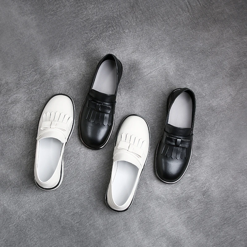 

Туфли-оксфорды женские из натуральной кожи, на плоской платформе, весенние, в британском стиле