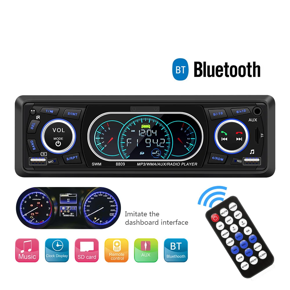 магнитола Автомобильный стерео MP3 плеер 1 Din автомобильное радио Bluetooth аудио AUX/TF/USB