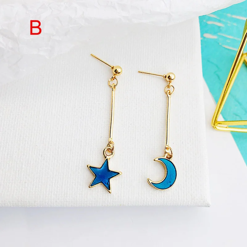 Женские серьги-гвоздики в виде Голубой планеты Луна и Вселенная |