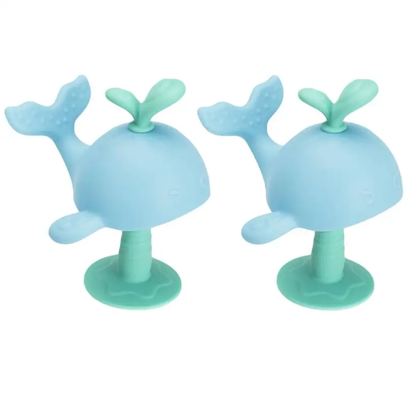 

2pcs Baby Cartoon Teether Silicone Teething Toy Cartoon Whale Baby Chew Toy