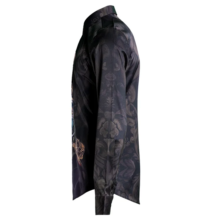 

Men Original Design Shirt Luxury Dog Printed Long Sleeve Dress Camisa Masculina Mens Shirts Casual Slim Fit