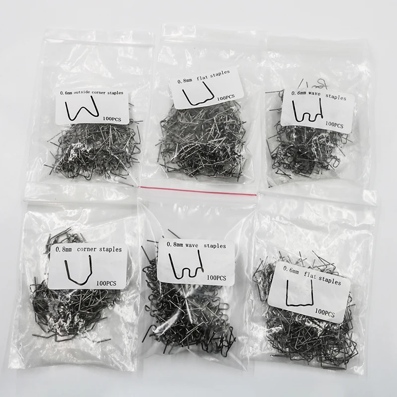Grapas térmicas de acero inoxidable, Kit de reparación de plástico con soporte de Esquina de Onda, grapadora caliente, 500 Uds., 0,8mm/0,6mm