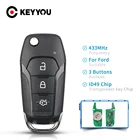 Ключ дистанционного управления KEYYOU 5X, 3 кнопки, 433 МГц, чип FSK ID49 DS7T-15K601-B для Ford S-MAX GALAXY MONDEO Mk2 Mk7 Explorer Ranger