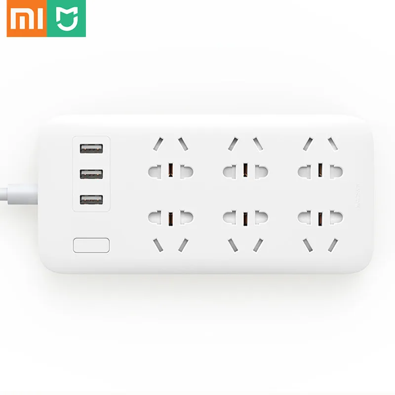 Оригинальная силовая лента Xiaomi Mijia базовая версия 6 розеток С 3 5 В 2 1 А порты USB для
