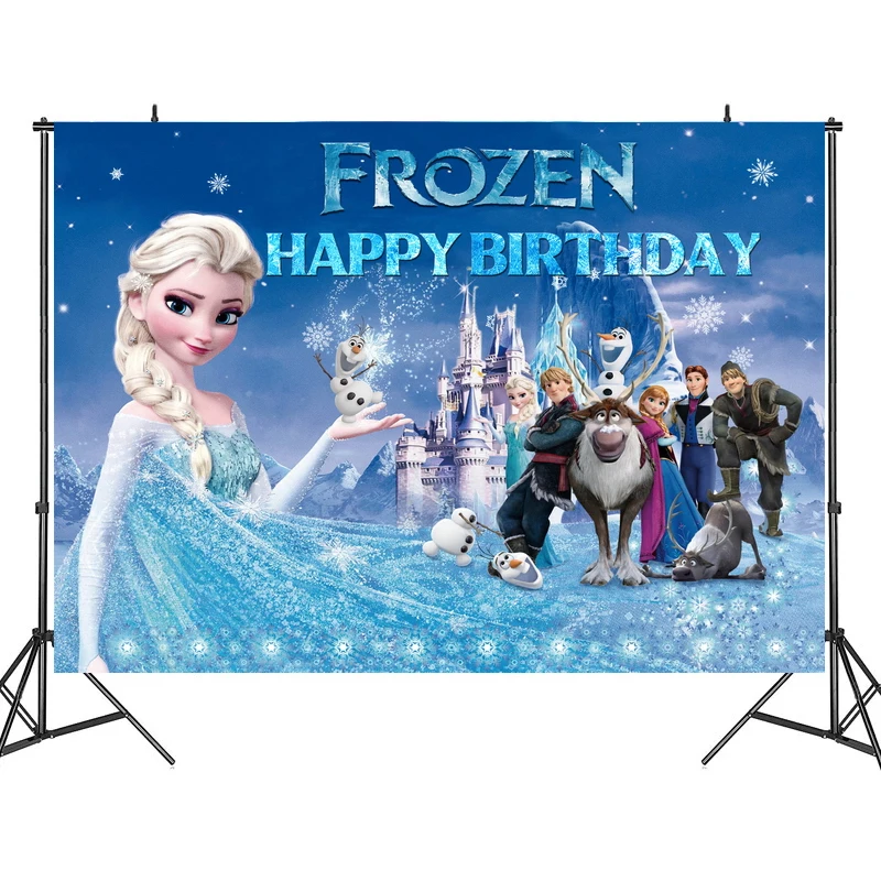 

Disney Frozen 2 Party Backdrop Stand Photobooth Backdrop Cloth Children's Birthday Party Wall Decorations Backdrops Curtain