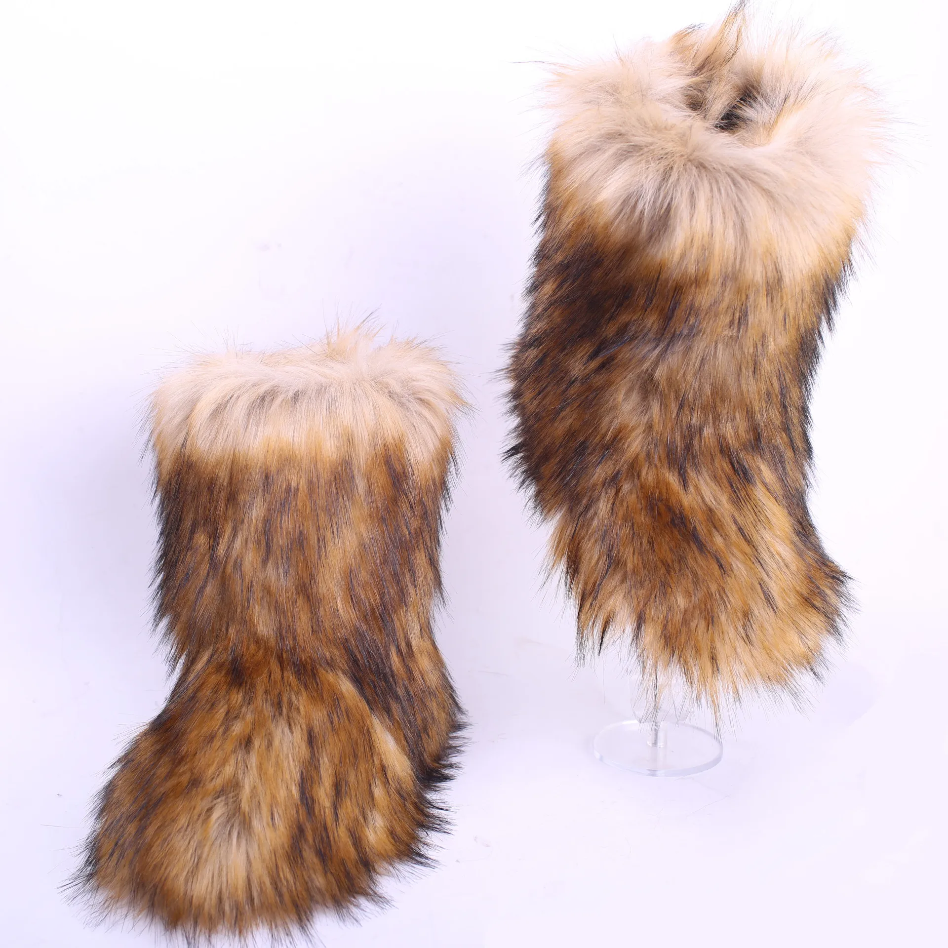 

2020 Girls Snow Boots Faux Fox Fur Fashion Boots Kids Winter Warm Plush Fur Shoes Girls Martin Boots KS663