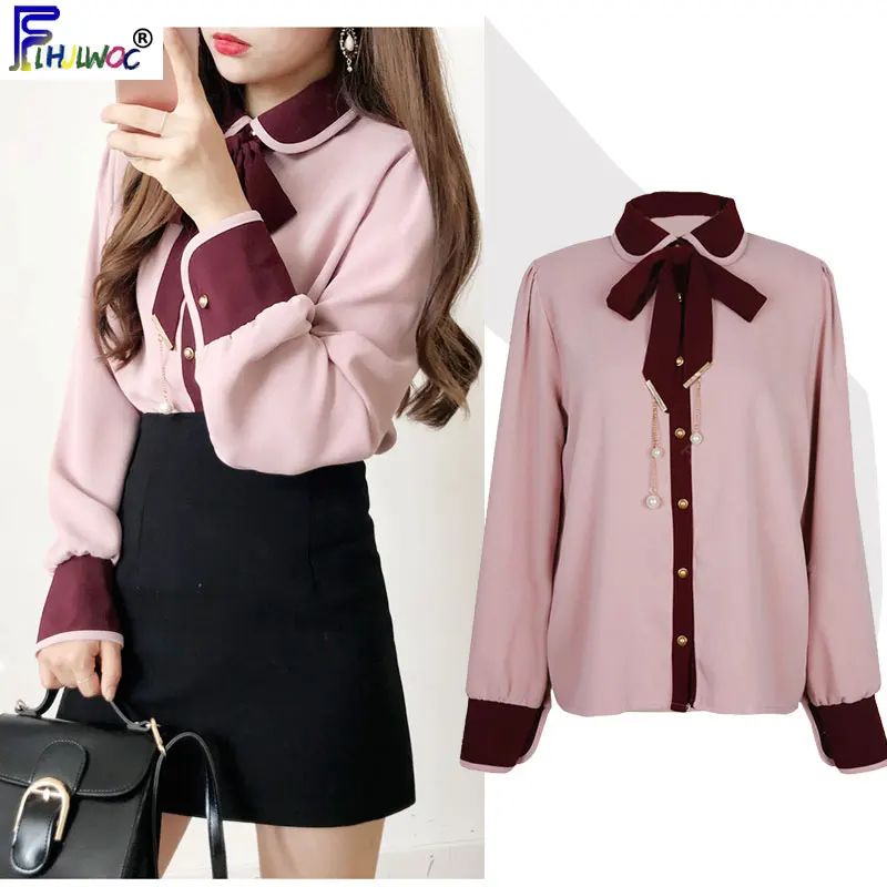 Весна 2020 новый дизайн топы с галстуком бабочкой женские милые корейские