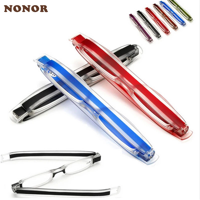 

NONOR 360 Degree Rotation Folding Reading Glasses Portable Eyeglasses Mini Reading Glasses Presbyopia Hyperopia Glasses for Men