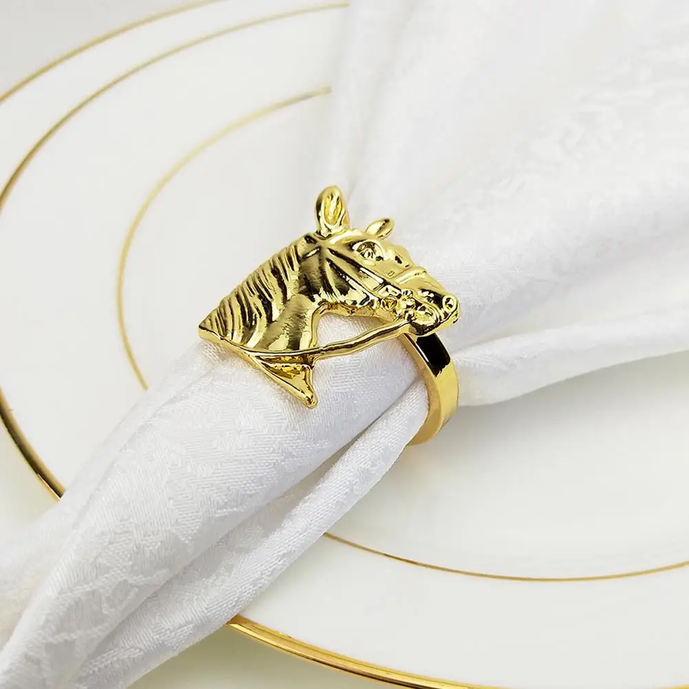 Пряжка для салфеток конская голова Золотое кольцо из сплава Свадебные вечерние