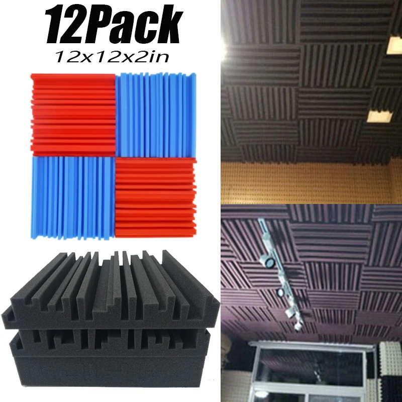 

BEIYIN [12/Pack] Groove Acoustic Panel Foam Studio Sound Treatment Ceiling Soundproofing Panels Sound Absorption Tiles Fireproof